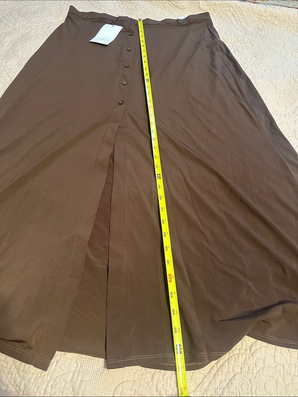 Zara Chocolate Brown Button-Front Midi Skirt